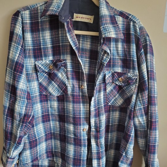 Oversized Blue and red Flannel - Picture 4 of 6